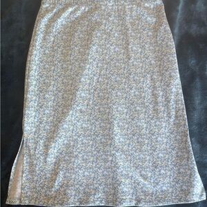 Light Blue Floral Midi Skirt